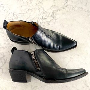 Black Leather Frye Heeled Boots